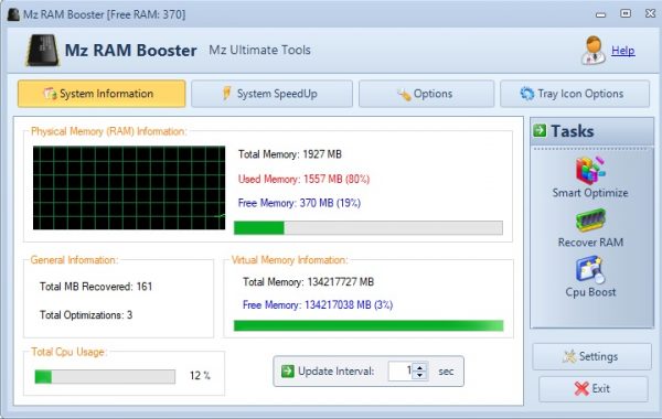 Оптимизируем оперативную память. Mz RAM Booster для Windows 10 2
