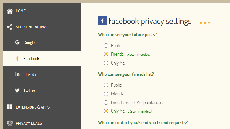 Plus Privacy — проверка настроек конфиденциальности в Facebook, Google, LinkedIn и Twitter 5
