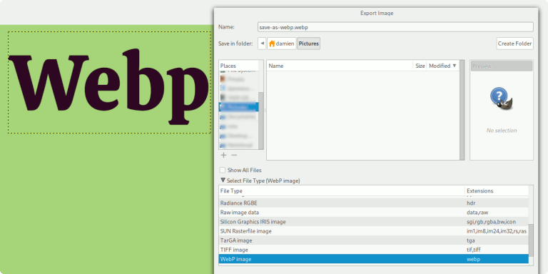 Как сохранить файлы в WebP в GIMP 4